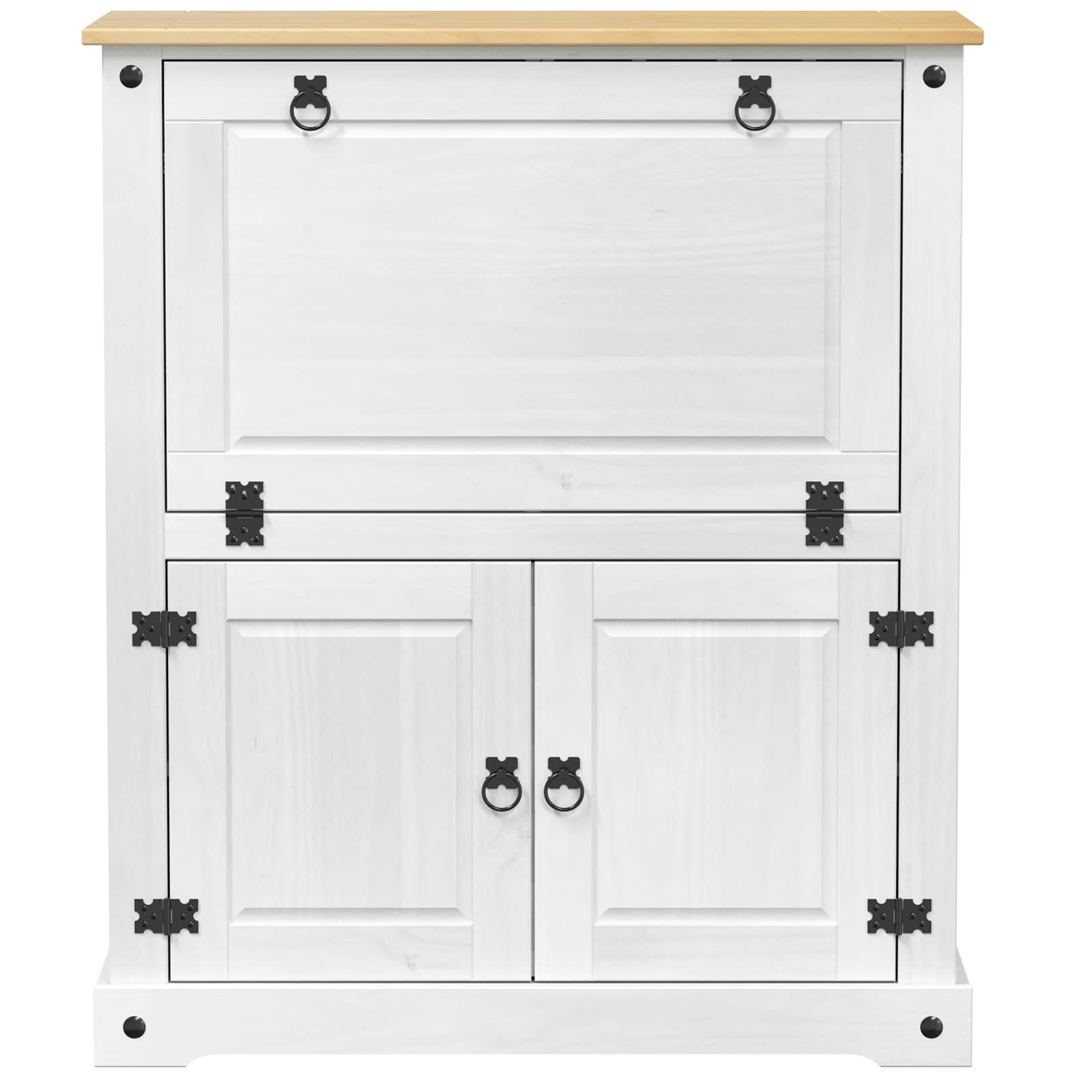 vidaXL Weinschrank Weiß 97 x 45 x 114 cm Massives Kiefernholz
