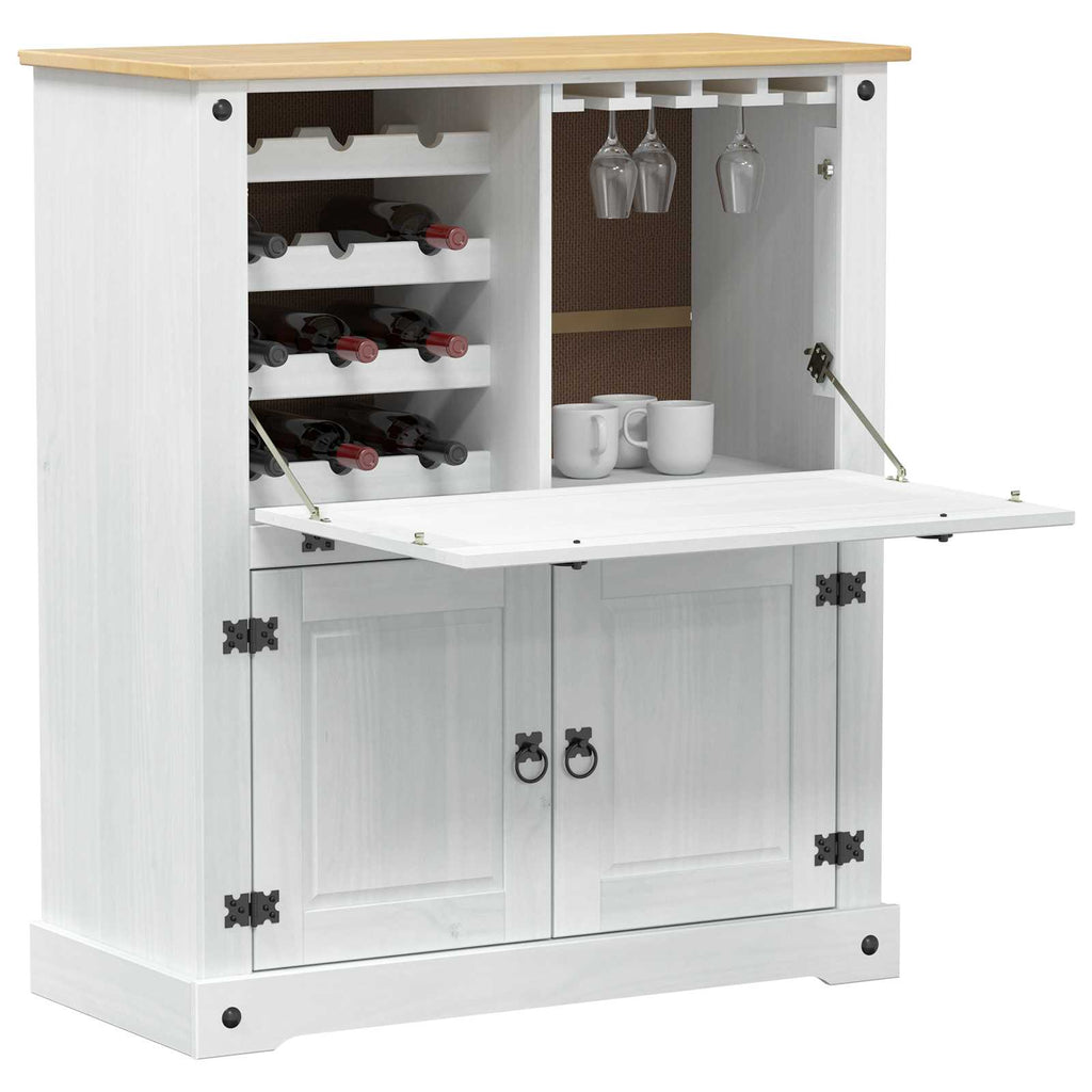 vidaXL Weinschrank Weiß 97 x 45 x 114 cm Massives Kiefernholz