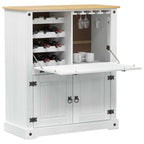 vidaXL Weinschrank Weiß 97 x 45 x 114 cm Massives Kiefernholz