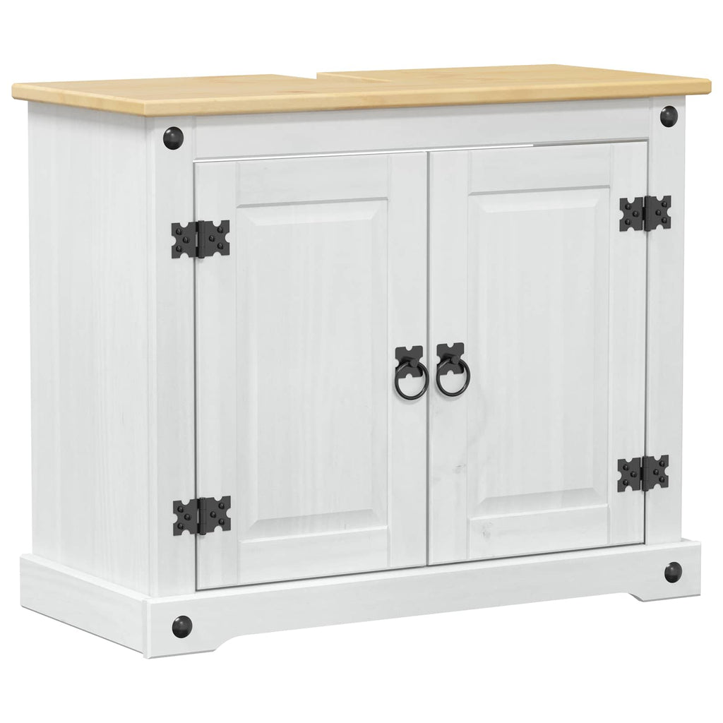 vidaXL Waschbeckenunterschrank mit Regal mit Tür Weiß 73 x 33 x 60 cm