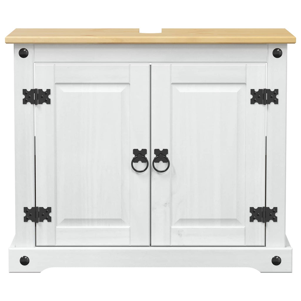 vidaXL Waschbeckenunterschrank mit Regal mit Tür Weiß 73 x 33 x 60 cm
