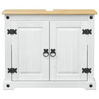 vidaXL Waschbeckenunterschrank mit Regal mit Tür Weiß 73 x 33 x 60 cm