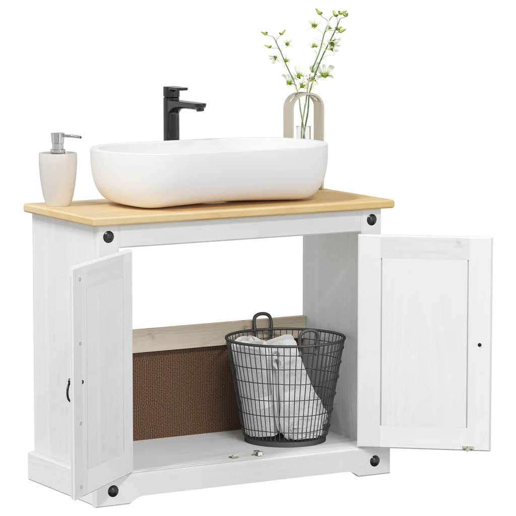 vidaXL Waschbeckenunterschrank mit Regal mit Tür Weiß 73 x 33 x 60 cm