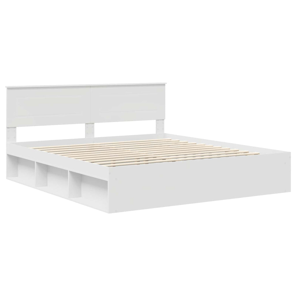 vidaXL Bettrahmen mit Kopfteil Weiß 200 x 200 cm Holzwerkstoff