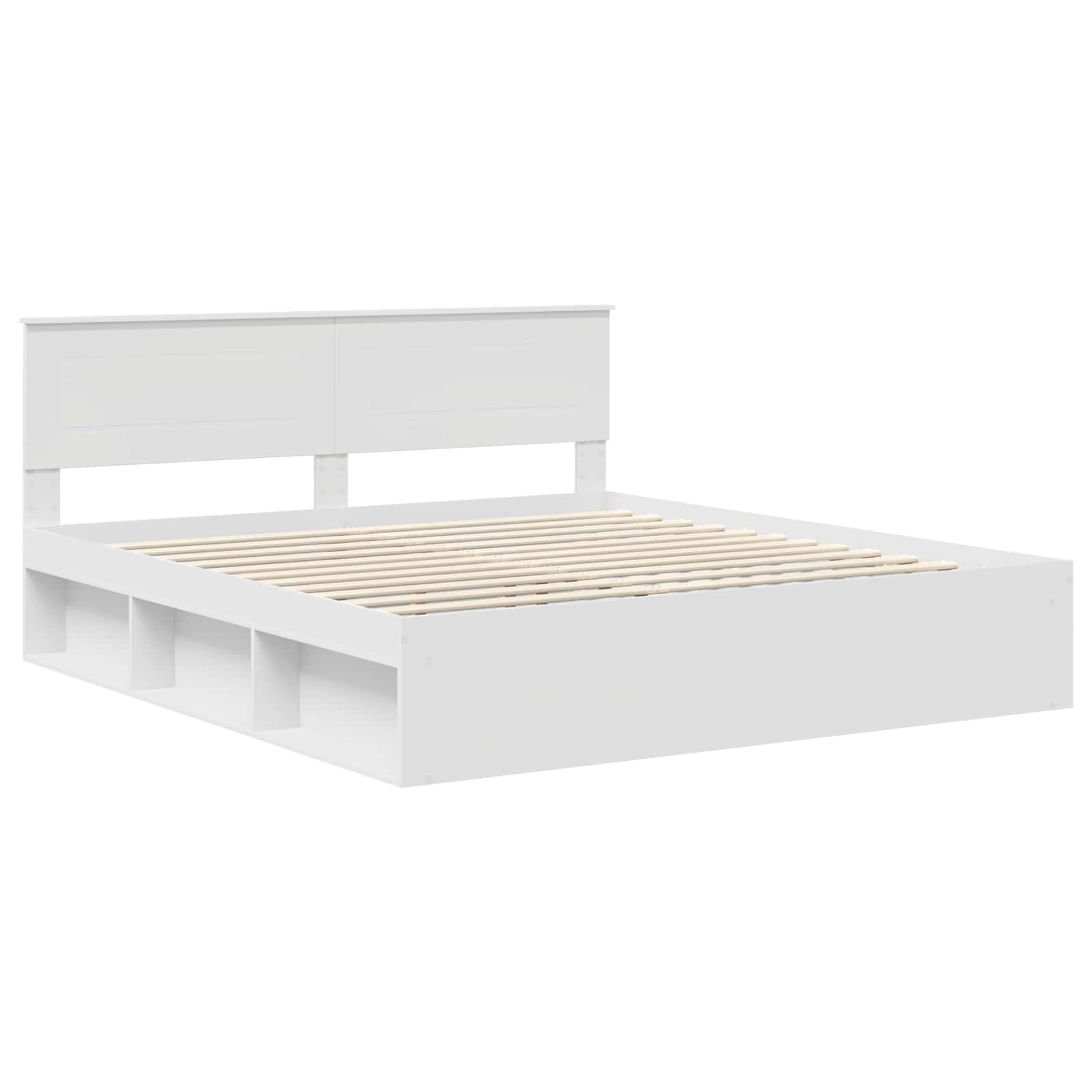 vidaXL Bettrahmen mit Kopfteil Weiß 200 x 200 cm Holzwerkstoff