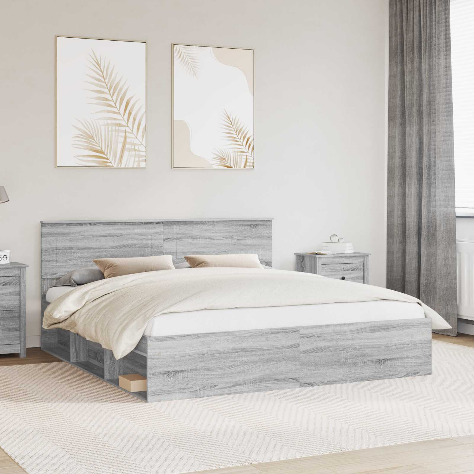 vidaXL Bettrahmen Graues Sonoma 200 x 200 cm Holzwerkstoff