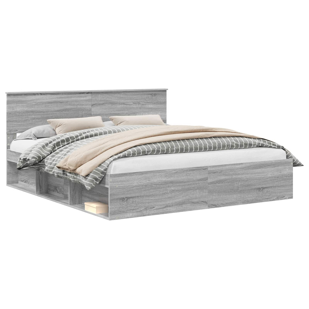 vidaXL Bettrahmen Graues Sonoma 200 x 200 cm Holzwerkstoff