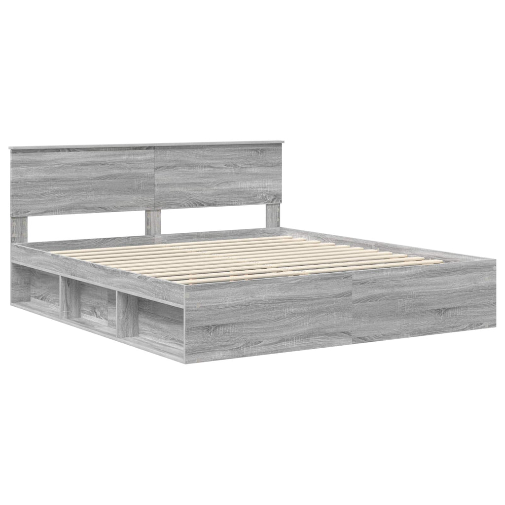 vidaXL Bettrahmen Graues Sonoma 200 x 200 cm Holzwerkstoff
