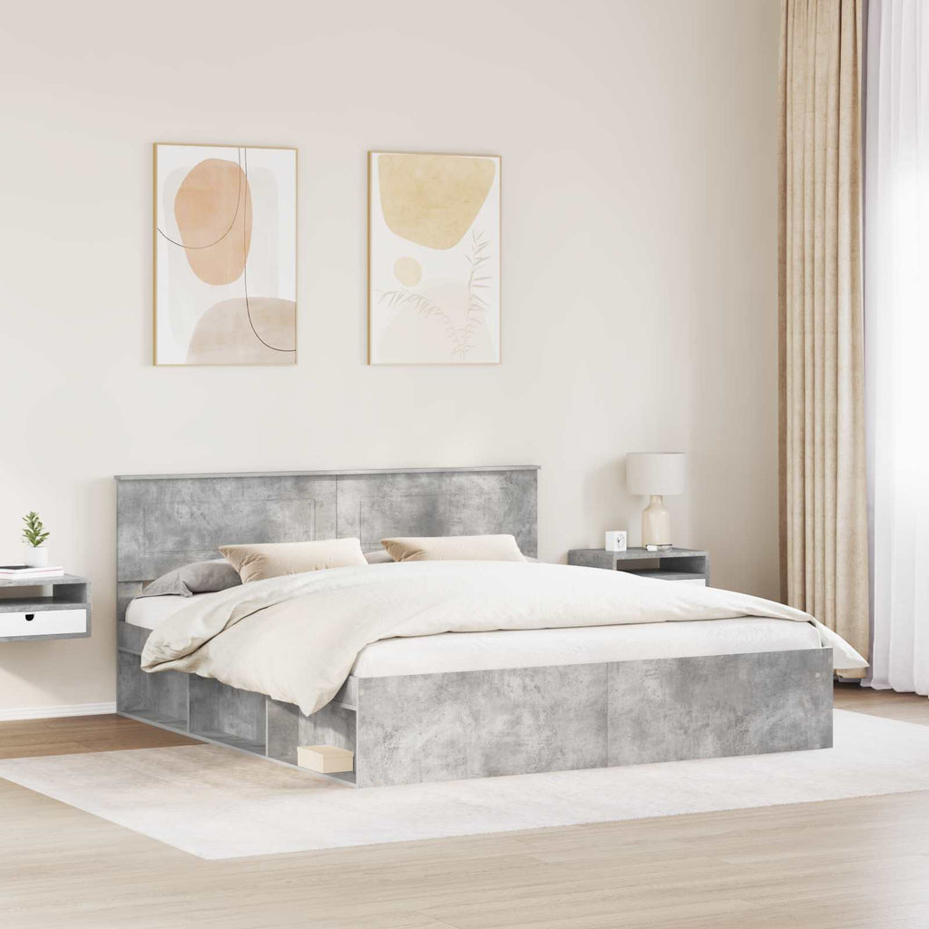 vidaXL Bettrahmen mit Kopfteil Beton 180 x 200 cm Holzwerkstoff