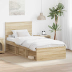 vidaXL Bettrahmen mit Kopfteil Sonoma-Eiche 90 x 200 cm Holzwerkstoff