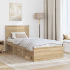 vidaXL Bettrahmen mit Kopfteil Sonoma-Eiche 90 x 200 cm Holzwerkstoff