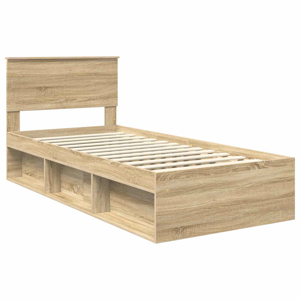 vidaXL Bettrahmen mit Kopfteil Sonoma-Eiche 90 x 200 cm Holzwerkstoff