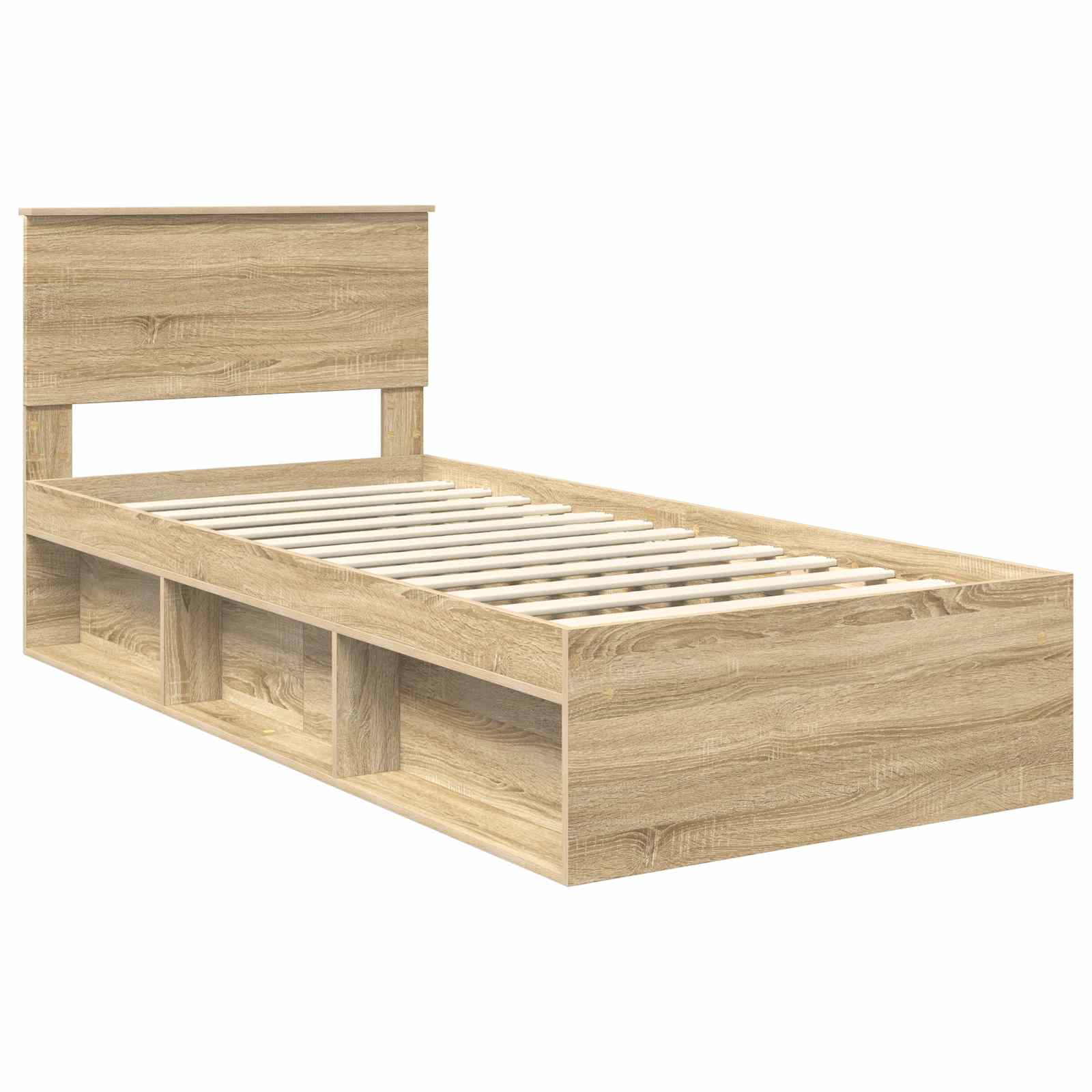 vidaXL Bettrahmen mit Kopfteil Sonoma-Eiche 90 x 200 cm Holzwerkstoff