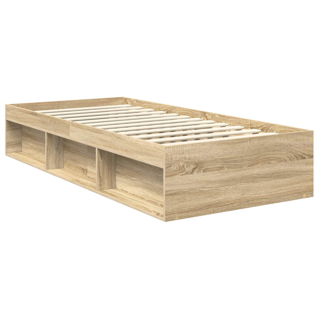 vidaXL Bettrahmen mit Kopfteil Sonoma-Eiche 90 x 200 cm Holzwerkstoff
