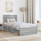 vidaXL Bettrahmen mit Kopfteil Graues Sonoma 75 x 190 cm Holzwerkstoff