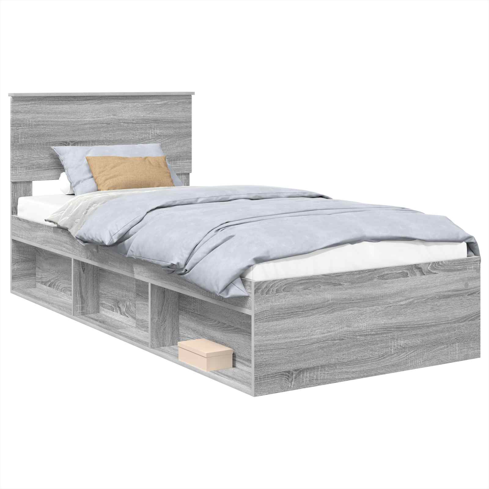vidaXL Bettrahmen mit Kopfteil Graues Sonoma 75 x 190 cm Holzwerkstoff