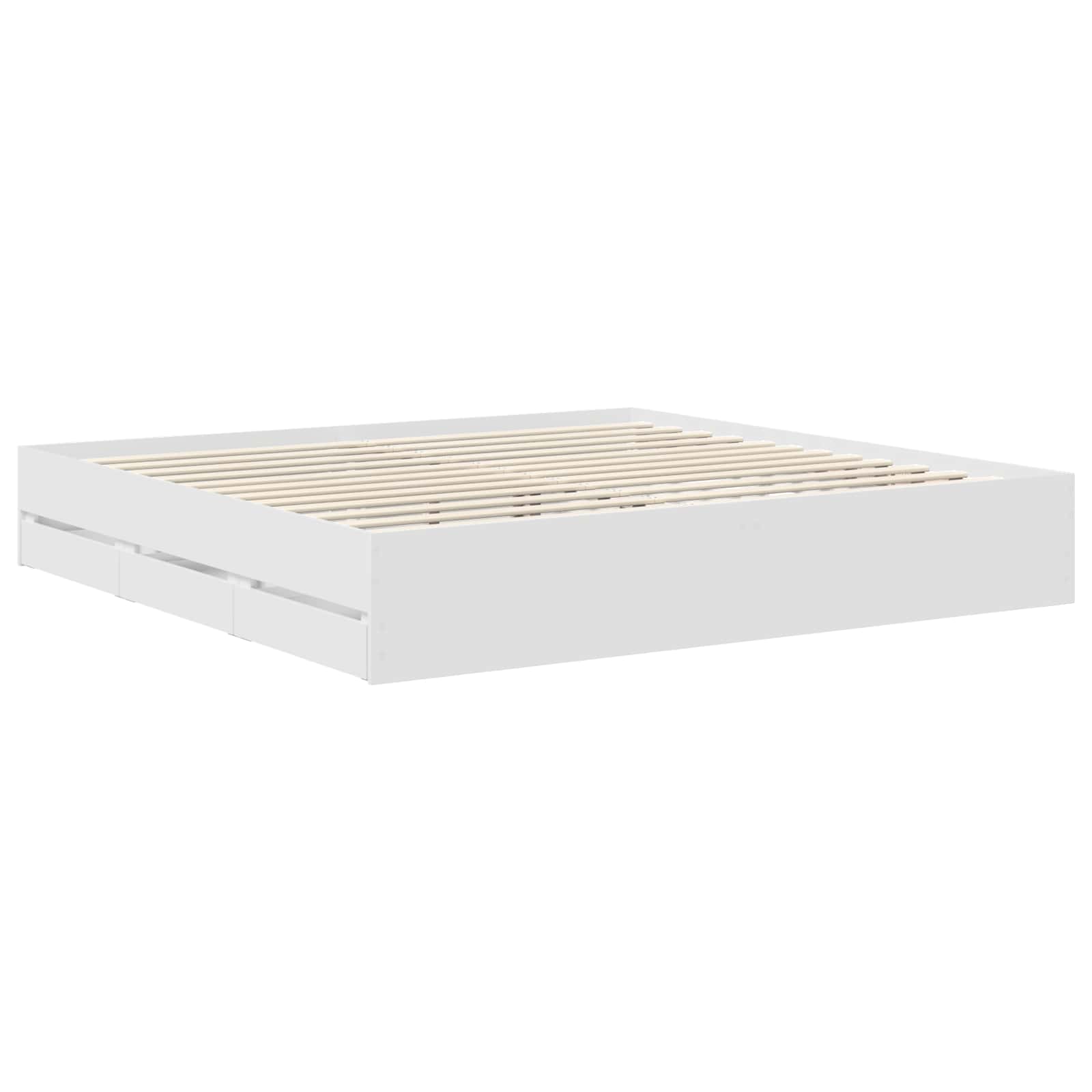 vidaXL Bettrahmen mit Schubladen Weiß 200 x 200 cm Ingenieurs Holz