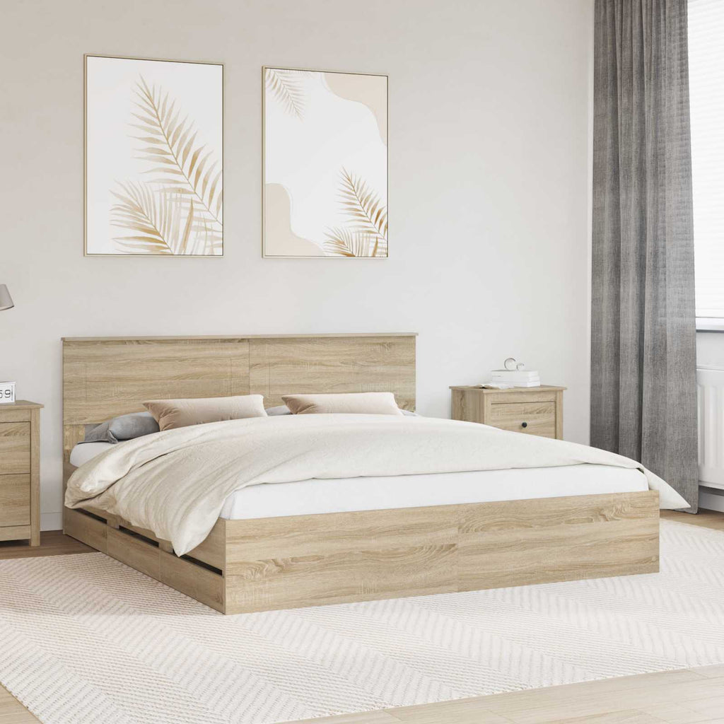 vidaXL Bettrahmen Sonoma-Eiche 200 x 200 cm Ingenieurs Holz