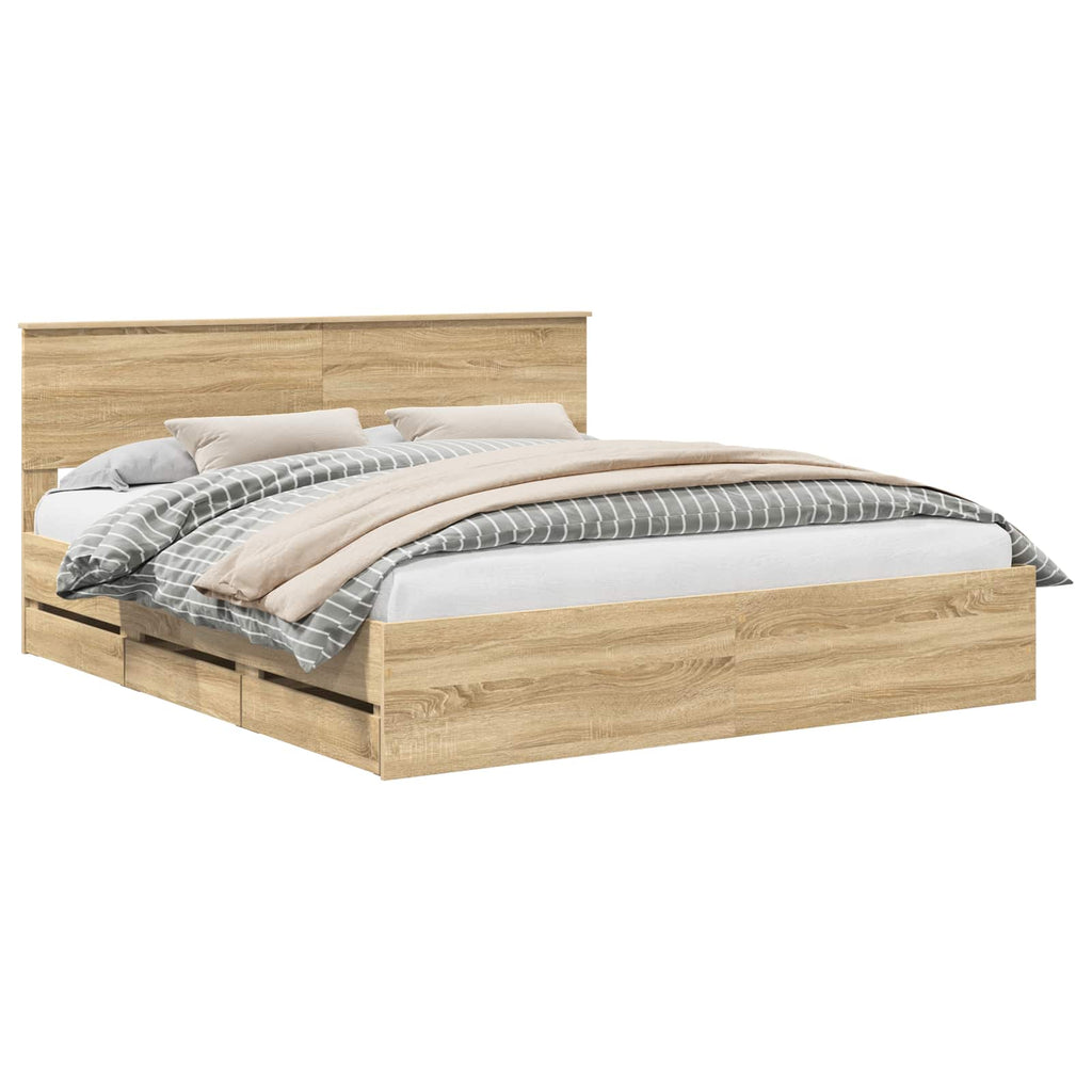 vidaXL Bettrahmen Sonoma-Eiche 200 x 200 cm Ingenieurs Holz