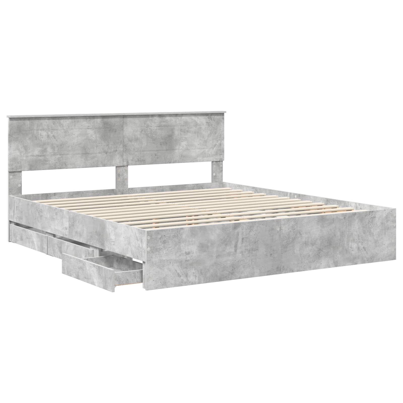 vidaXL Bettrahmen mit Kopfteil Beton Grau 200 x 200 cm Ingenieurs Holz