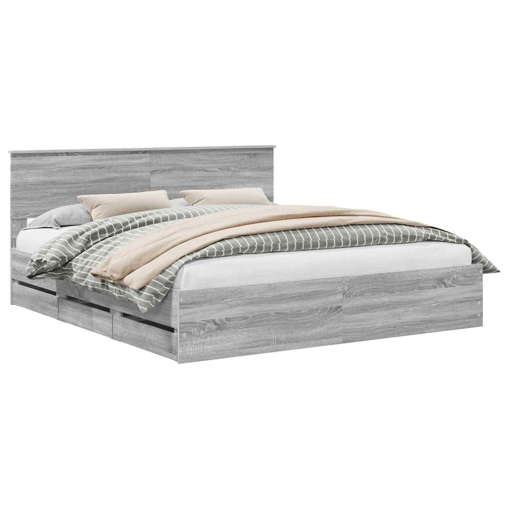 vidaXL Bettrahmen Graues Sonoma 200 x 200 cm Ingenieurs Holz