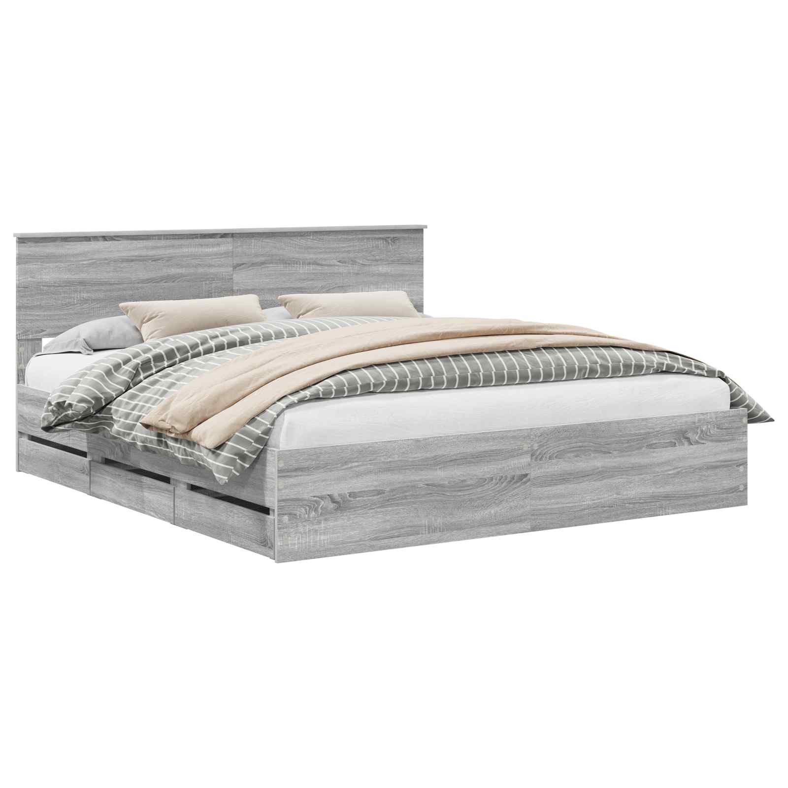 vidaXL Bettrahmen Graues Sonoma 200 x 200 cm Ingenieurs Holz
