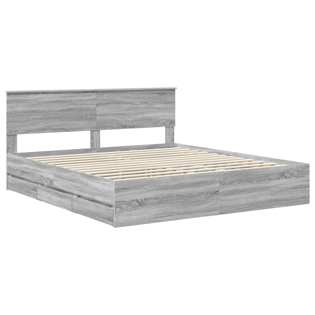 vidaXL Bettrahmen Graues Sonoma 200 x 200 cm Ingenieurs Holz
