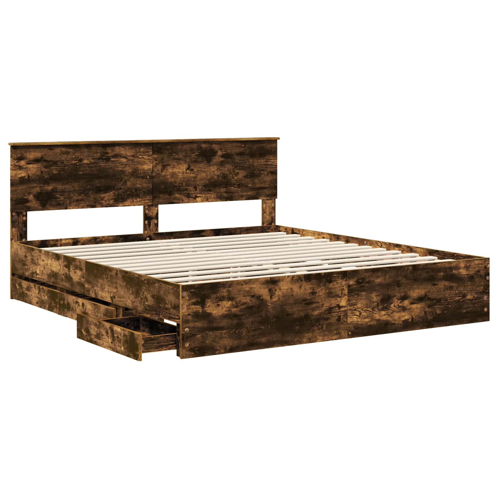 vidaXL Bettrahmen Geräucherte Eiche 180 x 200 cm Ingenieurs Holz