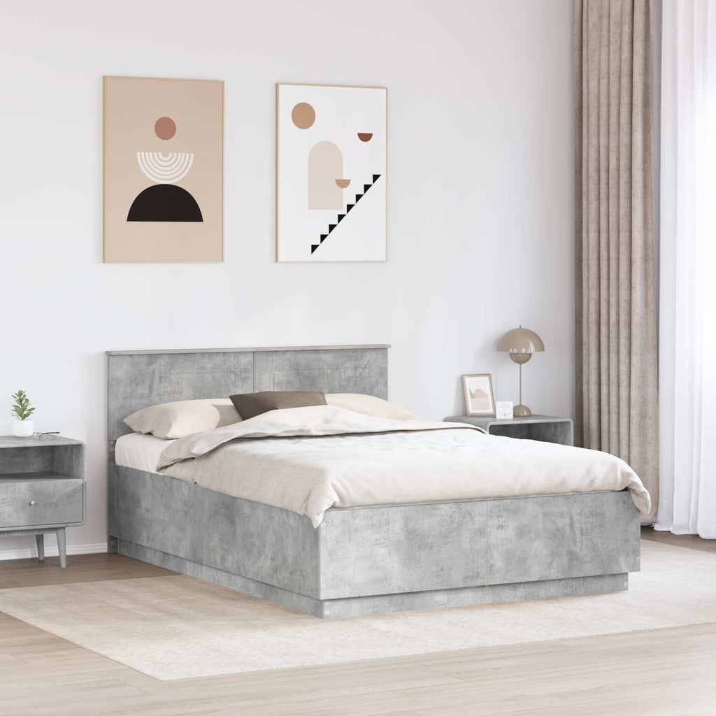 vidaXL Bettrahmen mit Kopfteil Betongrau 160 x 200 cm Holzwerkstoff