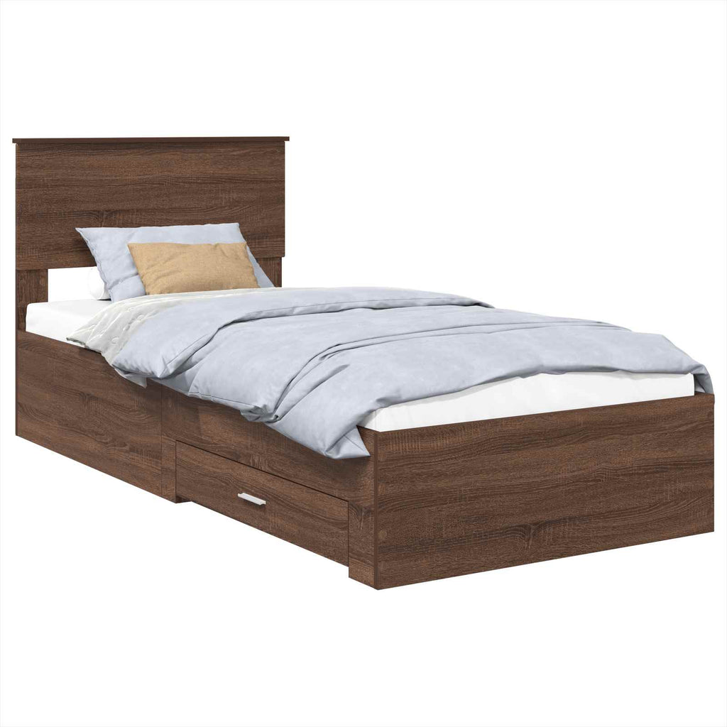 vidaXL Bettrahmen Braune Eiche und Silber 100 x 200 cm Holzwerkstoff