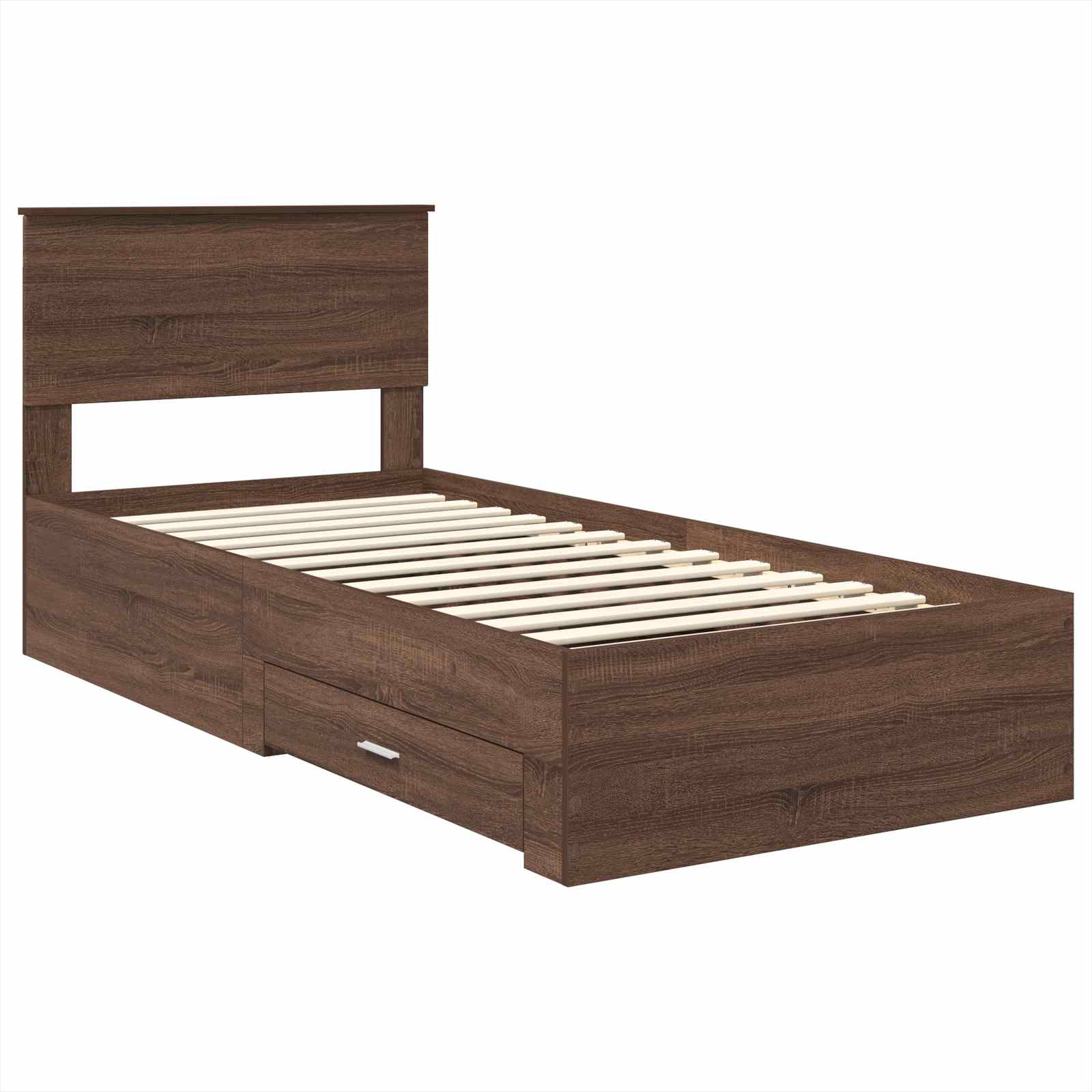 vidaXL Bettrahmen Braune Eiche und Silber 100 x 200 cm Holzwerkstoff