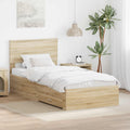 vidaXL Bettrahmen Sonoma Eiche und Silber 75 x 190 cm Holzwerkstoff