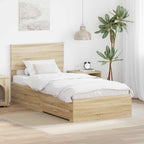 vidaXL Bettrahmen Sonoma Eiche und Silber 75 x 190 cm Holzwerkstoff