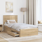 vidaXL Bettrahmen Sonoma Eiche und Silber 75 x 190 cm Holzwerkstoff