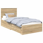 vidaXL Bettrahmen Sonoma Eiche und Silber 75 x 190 cm Holzwerkstoff