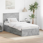 vidaXL Bettrahmen Beton Grau und Silber 75 x 190 cm Holzwerkstoff