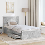 vidaXL Bettrahmen Beton Grau und Silber 75 x 190 cm Holzwerkstoff