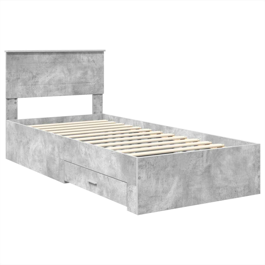 vidaXL Bettrahmen Beton Grau und Silber 75 x 190 cm Holzwerkstoff
