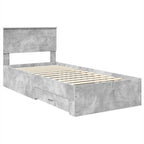 vidaXL Bettrahmen Beton Grau und Silber 75 x 190 cm Holzwerkstoff