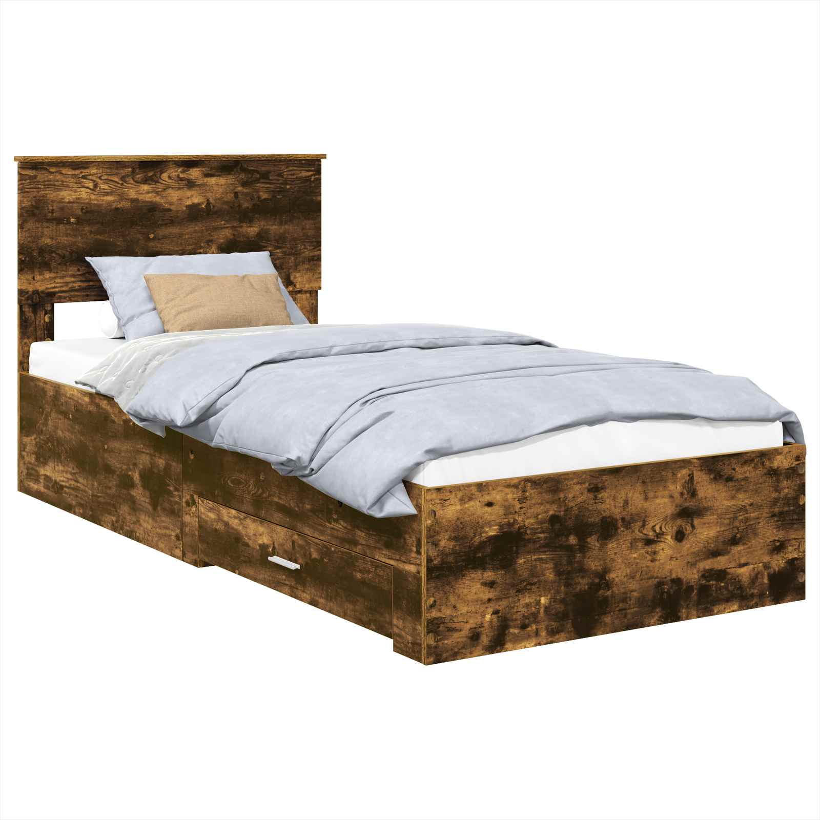vidaXL Bettrahmen Rauchige Eiche und Silber 75 x 190 cm Holzwerkstoff