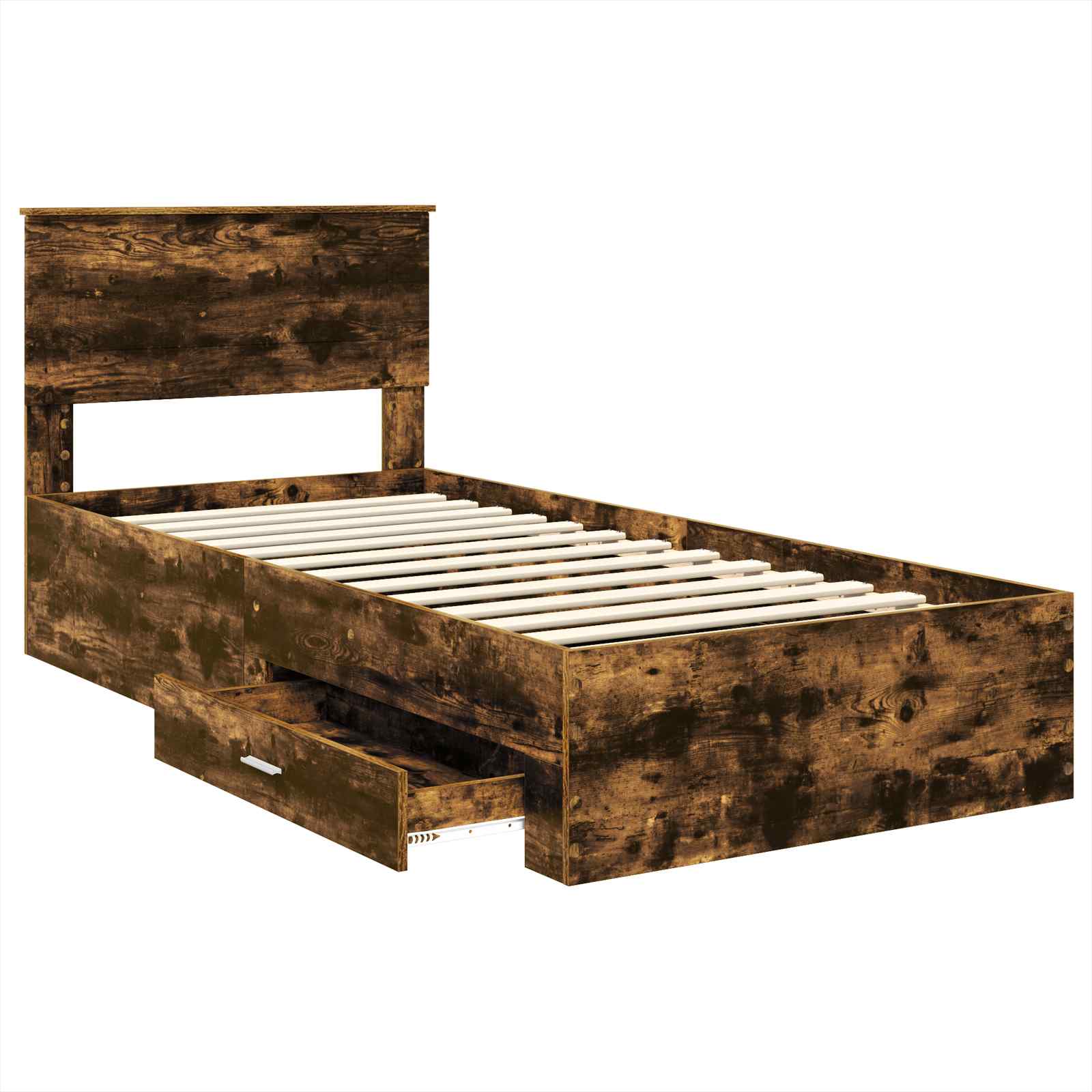 vidaXL Bettrahmen Rauchige Eiche und Silber 75 x 190 cm Holzwerkstoff