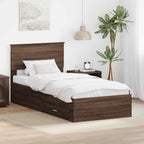 vidaXL Bettrahmen Braune Eiche und Silber 100 x 200 cm Holzwerkstoff