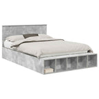 vidaXL Bettrahmen mit Regal Beton Grau 160 x 200 cm Holzwerkstoff