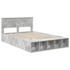 vidaXL Bettrahmen mit Regal Beton Grau 160 x 200 cm Holzwerkstoff