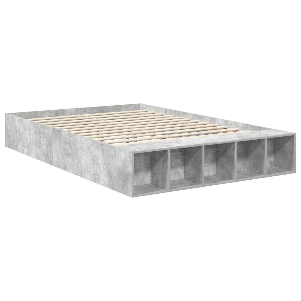 vidaXL Bettrahmen mit Regal Beton Grau 160 x 200 cm Holzwerkstoff
