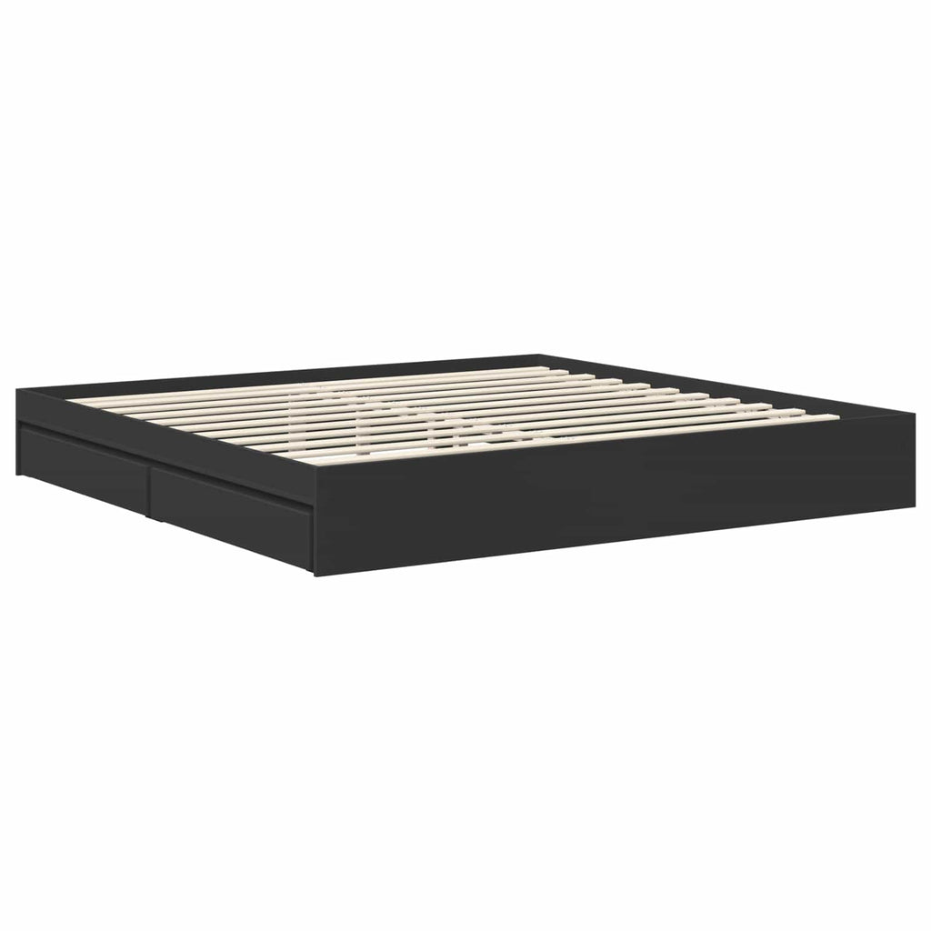 vidaXL Aufbewahrungsbett Schwarz 200 x 200 cm Holzwerkstoff