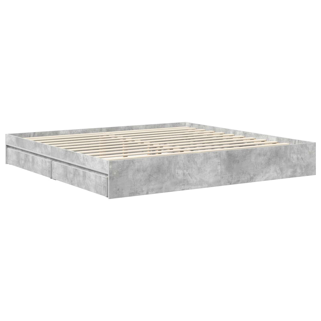 vidaXL Aufbewahrungsbett Beton Grau 200 x 200 cm Holzwerkstoff