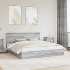 vidaXL Aufbewahrungsbett Graues Sonoma 200 x 200 cm Holzwerkstoff