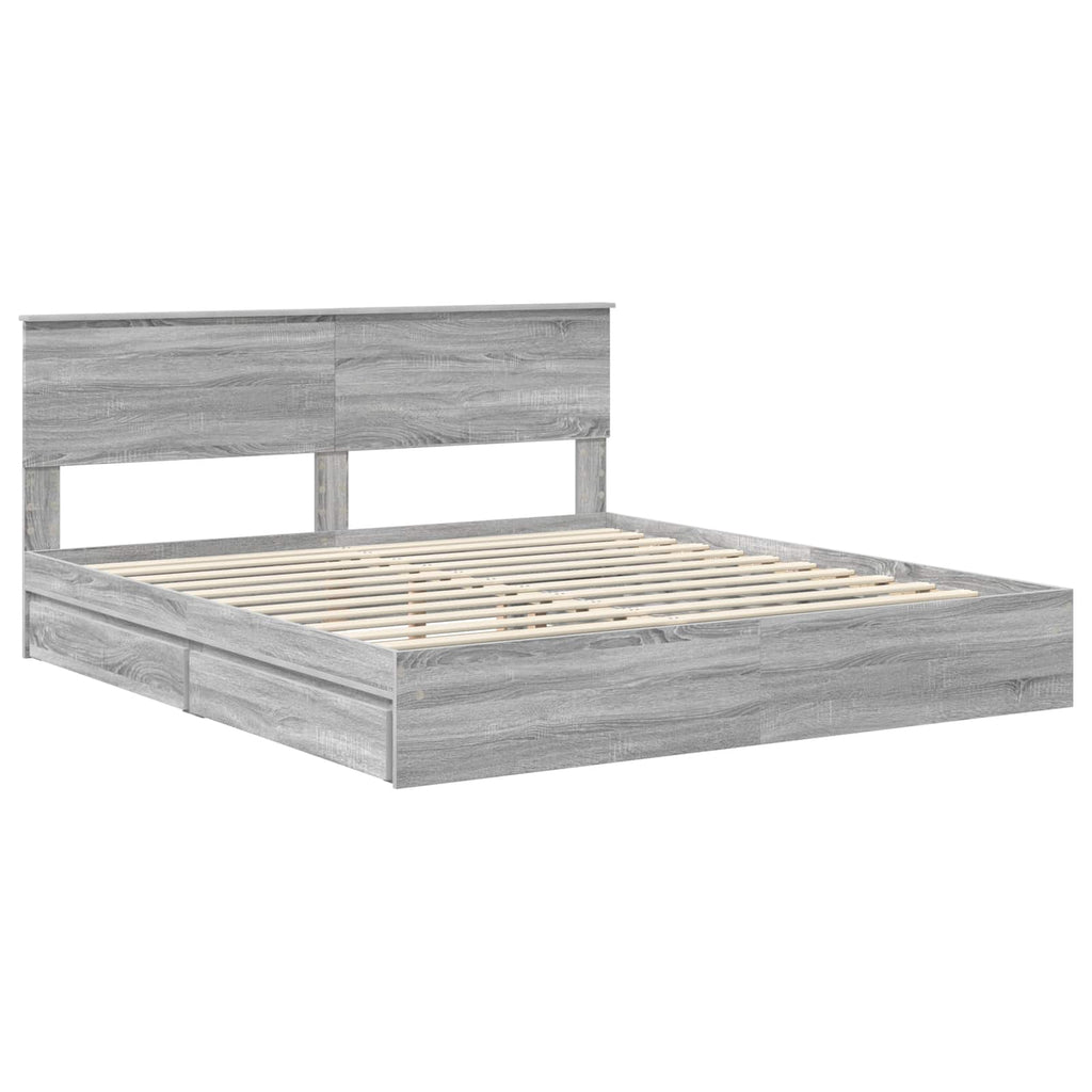 vidaXL Aufbewahrungsbett Graues Sonoma 200 x 200 cm Holzwerkstoff