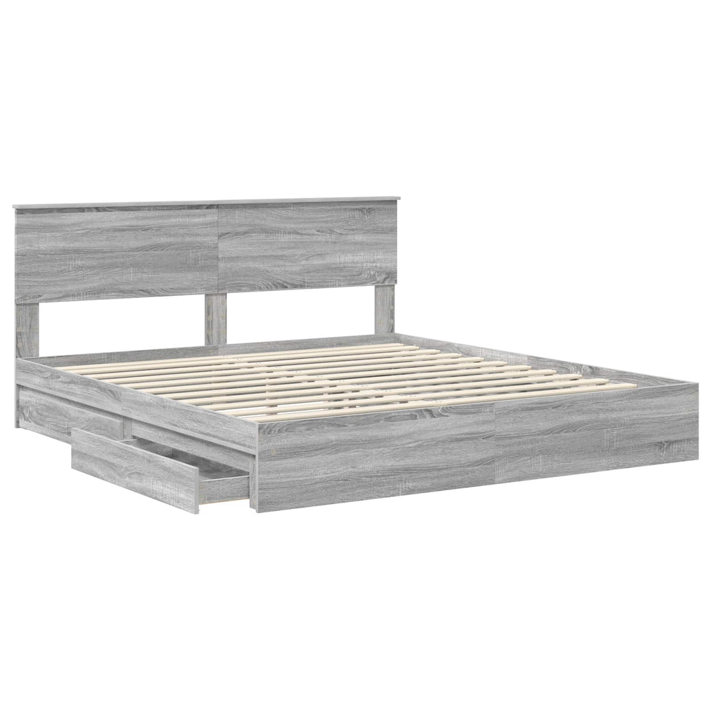 vidaXL Aufbewahrungsbett Graues Sonoma 200 x 200 cm Holzwerkstoff